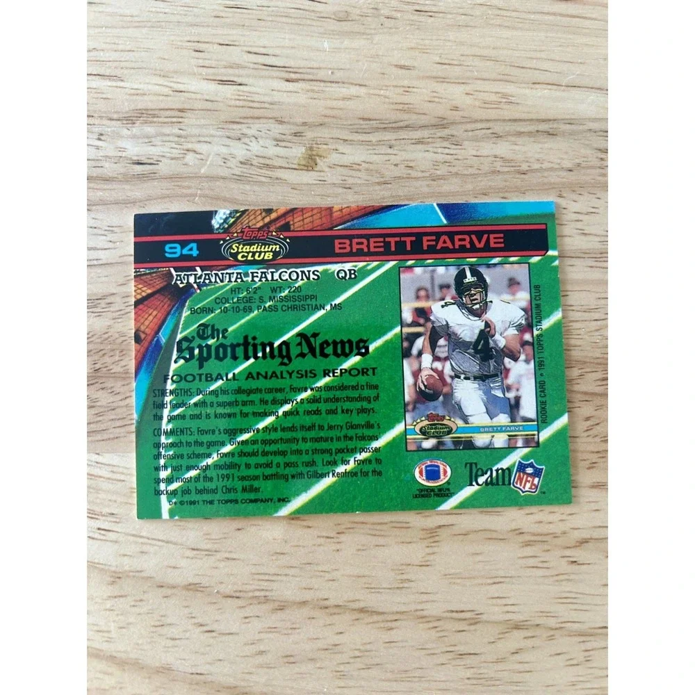 1991 Topps Stadium Club - Brett Favre #94 (RC)